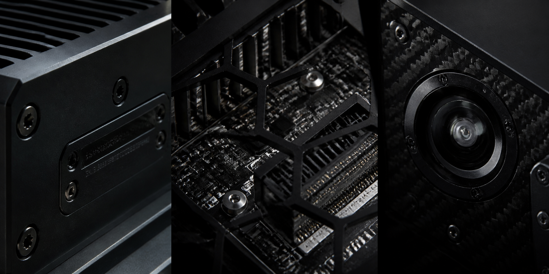 Macro details of matte black Kastral infrastructure hardware